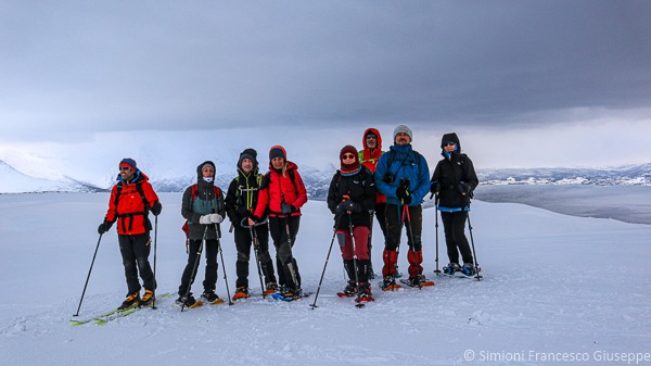 Gruppo LifeInTrek in ciaspolata in Norvegia